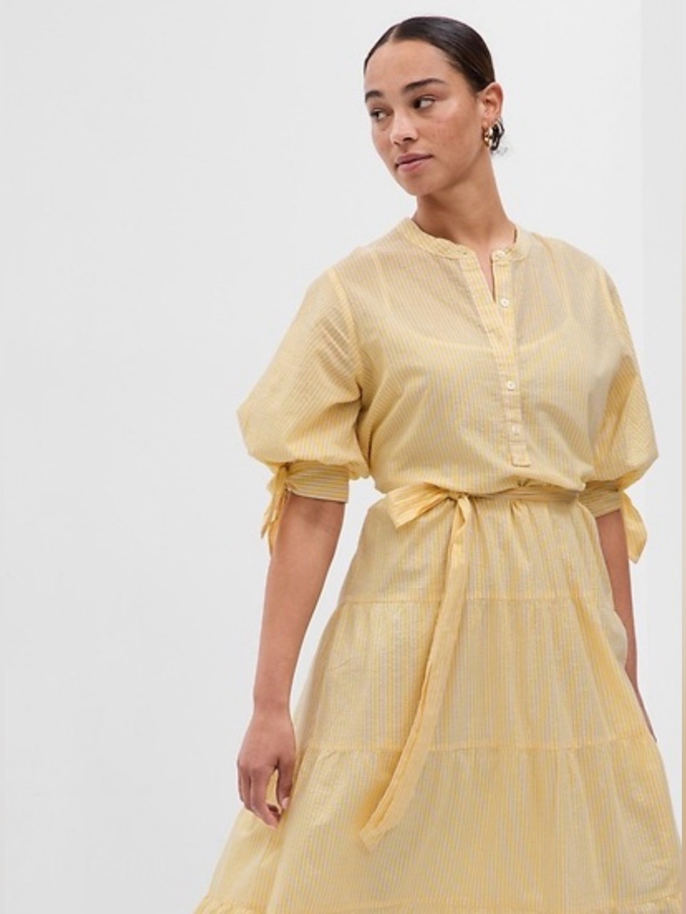 GAP Popover Metallic Stripe Midi Dress